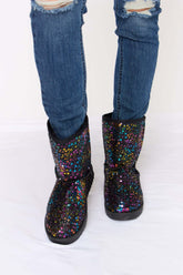 Black Sequin Thermal Flat Short Boots - Stylish Comfort, Boots, $ 29.00, A Moment Of Now™
